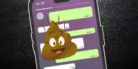 Symbolbild Smartphone und Kack-Emoji