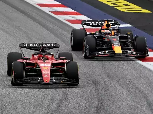 Titel-Bild zur News: Charles Leclerc und Max Verstappen beim Formel-1-Rennen in Österreich 2023