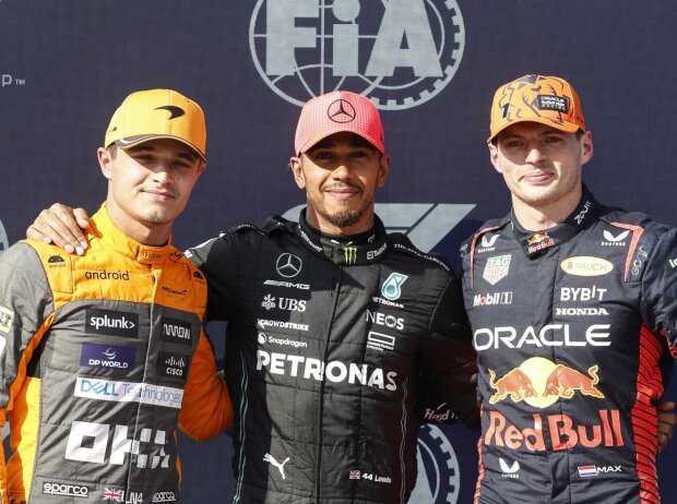 Titel-Bild zur News: Lando Norris, Lewis Hamilton, Max Verstappen