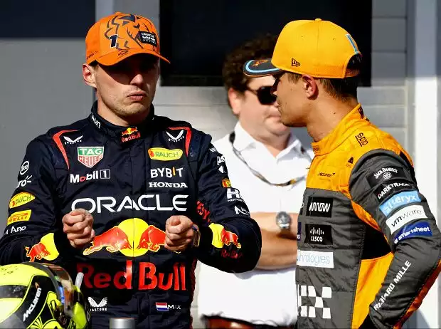 Max Verstappen und Lando Norris beim Formel-1-Qualifying in Unagrn 2023 Titel-Bild zur News: Max Verstappen und Lando Norris beim Formel-1-Qualifying in Unagrn 2023