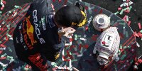 Max Verstappen mit dem kaputten Siegerpokal beim Formel-1-Rennen in Ungarn
