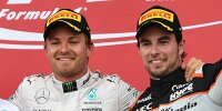 Nico Rosberg und Sergio Perez auf dem Formel-1-Podium