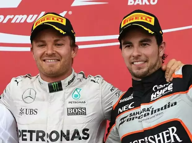 Titel-Bild zur News: Nico Rosberg und Sergio Perez auf dem Formel-1-Podium