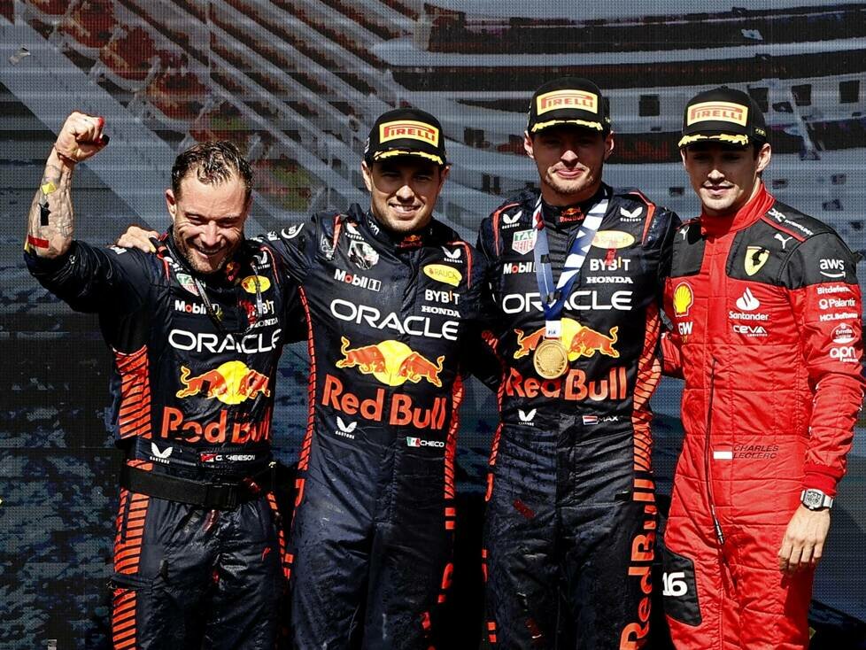Sergio Perez, Max Verstappen, Charles Leclerc