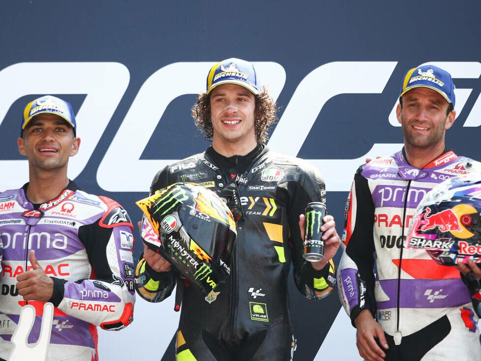 Podium: 1. Marco Bezzecchi, 2. Jorge Martin, 3. Johann Zarco