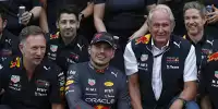 Sergio Perez, Christian Horner, Max Verstappen, Helmut Marko, Adrian Newey