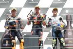 Daniel Holgado (Tech3), Deniz Öncü (Ajo) und Ayumu Sasaki (Intact GP) 