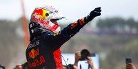 Max Verstappen (Red Bull) jubelt über den Sieg beim Formel-1-Rennen in Belgien 2023