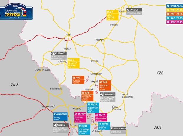 Übersichtskarte der Rallye Zentraleuropa 2023