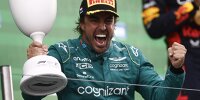Fernando Alonso bejubelt P2 beim Formel-1-Rennen in Zandvoort 2023 auf dem Podium