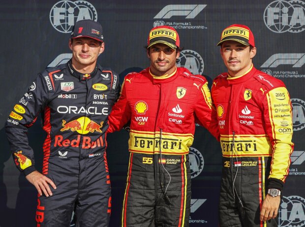 Titel-Bild zur News: Max Verstappen, Carlos Sainz, Charles Leclerc