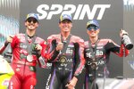 Francesco Bagnaia (Ducati), Aleix Espargaro (Aprilia) und Maverick Vinales (Aprilia) 