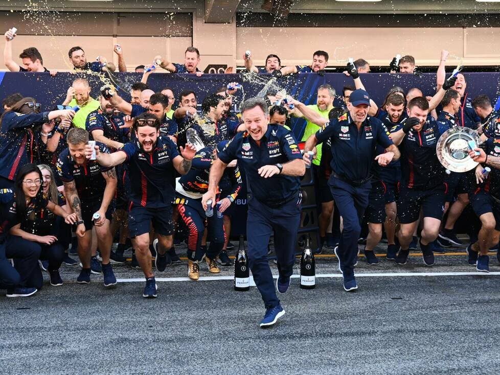 Siegerparty von Red Bull nach dem Spanien-Grand-Prix der Formel 1 2023