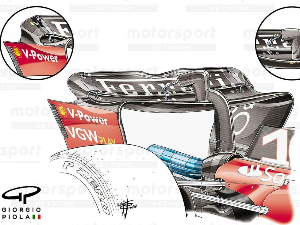 Der Heckflügel am Ferrari SF-23