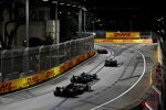 Sergio Perez (Red Bull), George Russell (Mercedes), Lance Stroll (Aston Martin) und Lewis Hamilton (Mercedes) 
