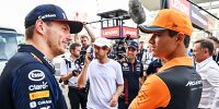 Max Verstappen (Red Bull) redet mit Lando Norris (McLaren)