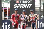 Francesco Bagnaia (Ducati), Jorge Martin (Pramac) und Marc Marquez (Honda) 