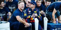 Christian Horner und Max Verstappen bei den Feierlichkeiten zum Konstrukteurstitel