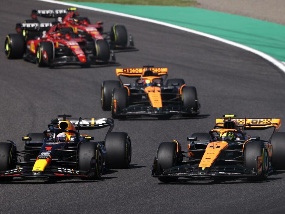 Max Verstappen, Lando Norris, Oscar Piastri, Charles Leclerc