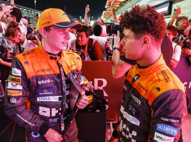 Oscar Piastri und Lando Norris (McLaren) nach dem Formel-1-Rennen in Katar 2023