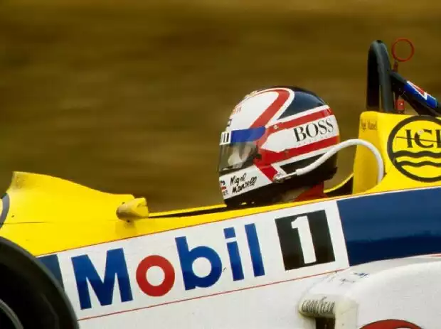 Titel-Bild zur News: Nigel Mansell 1985 beim Europa-Grand-Prix in Brands Hatch