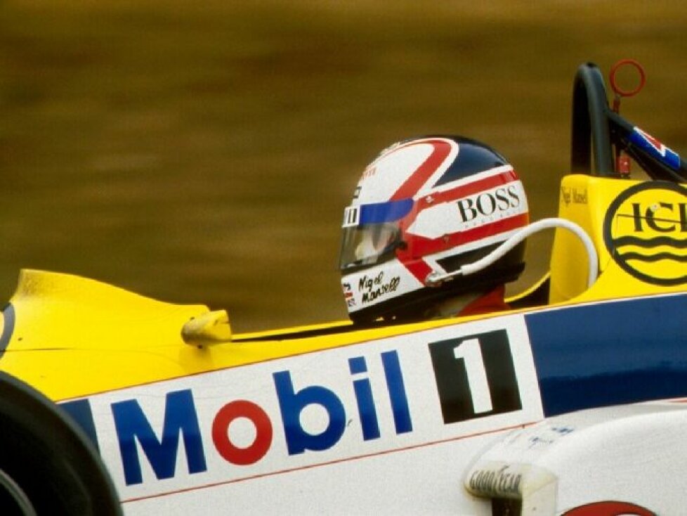 Nigel Mansell 1985 beim Europa-Grand-Prix in Brands Hatch