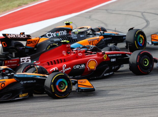 Titel-Bild zur News: Lando Norris, Carlos Sainz und Oscar Piastri beim Formel-1-Sprint in Austin