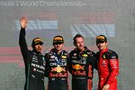 Lewis Hamilton (Mercedes), Max Verstappen (Red Bull) und Charles Leclerc (Ferrari) 