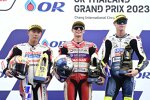 David Alonso (Aspar), Taiyo Furusato (Honda Asia) und Collin Veijer (Intact GP) 