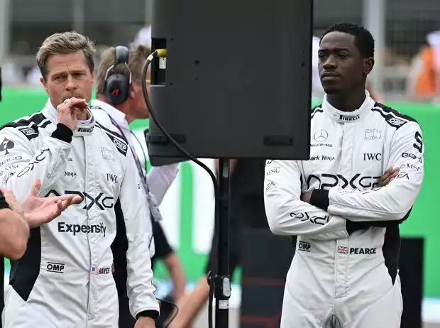 Brad Pitt, Damson Idris bei Dreharbeiten für den Formel-1-Film von Apple Titel-Bild zur News: Brad Pitt, Damson Idris bei Dreharbeiten für den Formel-1-Film von Apple