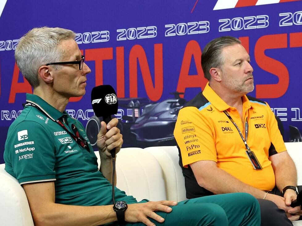 Aston-Martin-Teamchef Mike Krack mit McLaren-Boss Zak Brown