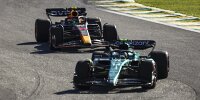 Fernando Alonso (Aston Martin AMR23) vor Sergio Perez (Red Bull RB19) im Formel-1-Rennen von Brasilien 2023