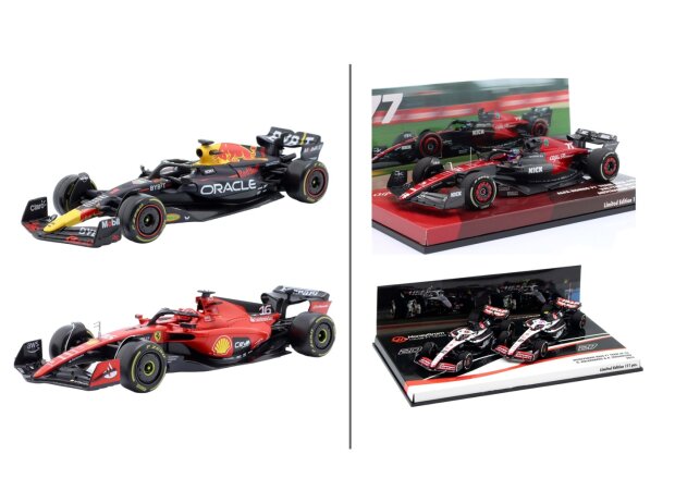Red Bull RB19, Ferrari SF-23, Alfa Romeo C43, Haas VF-23 Doppel-Set Red Bull RB19, Ferrari SF-23, Alfa Romeo C43, Haas VF-23 Doppel-Set