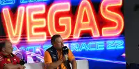 Frederic Vasseur (Ferrari) und Zak Brown (McLaren) in der Formel-1-Pressekonferenz in Las Vegas 2023