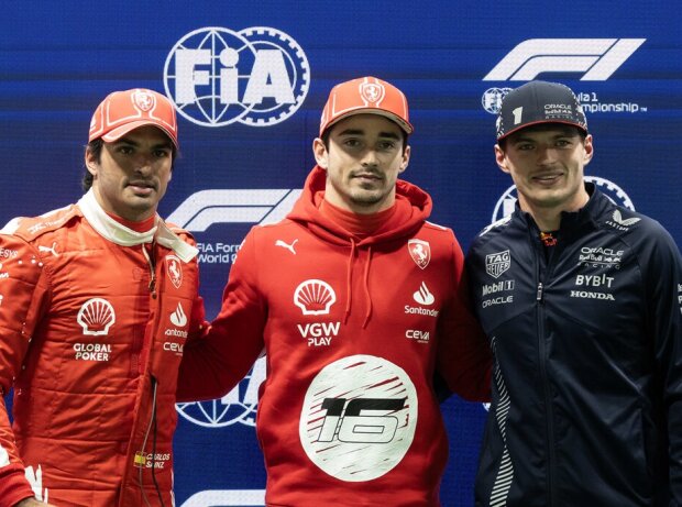 Titel-Bild zur News: Charles Leclerc, Carlos Sainz, Max Verstappen