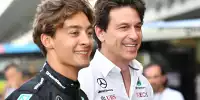 George Russell mit Mercedes-Teamchef Toto Wolff beim Formel-1-Rennen in Abu Dhabi 2023