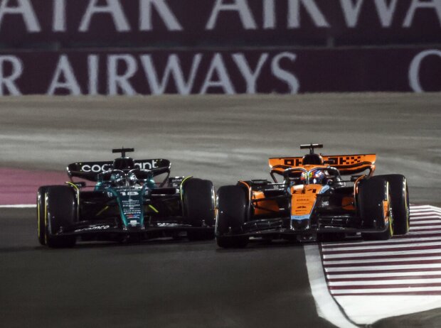 Oscar Piastri (McLaren MCL60) und Lance Stroll (Aston Martin AMR23) beim Formel-1-Rennen in Katar 2023