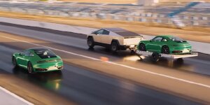Tesla Cybertruck schneller als ein Porsche 911 - mit einem 911 am Haken