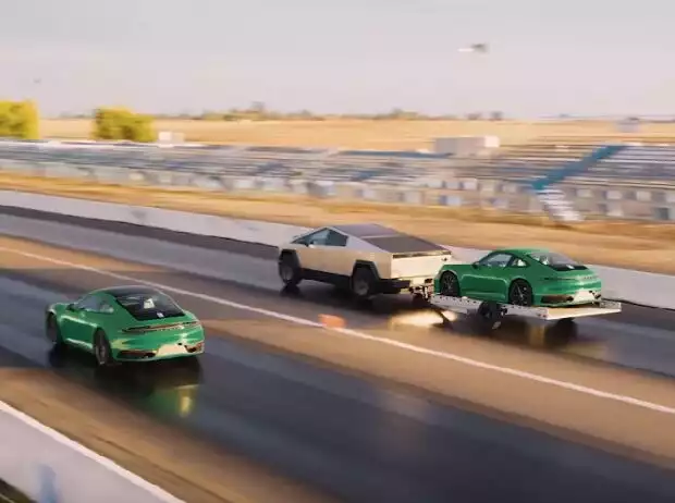 Drag-Race Porsche 911 vs. Tesla Cybertruck Titel-Bild zur News: Drag-Race Porsche 911 vs. Tesla Cybertruck