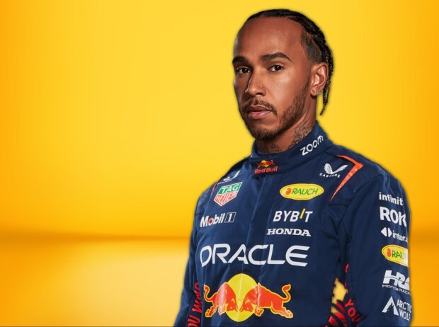 Titel-Bild zur News: Fotomontage: Lewis Hamilton in einem Overall des Red-Bull-Teams