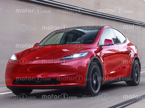 Titel-Bild zur News: Tesla Model Y (2024) als Rendering von Motor1.com