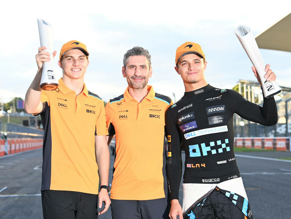 Oscar Piastri, Andrea Stella und Lando Norris