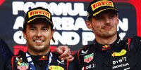 Sergio Perez und Max Verstappen auf dem Formel-1-Podium in Baku