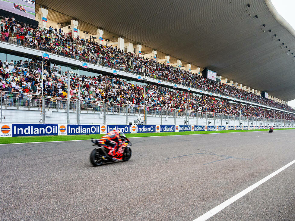 MotoGP-Action auf dem Buddh International Circuit in Noida, Indien