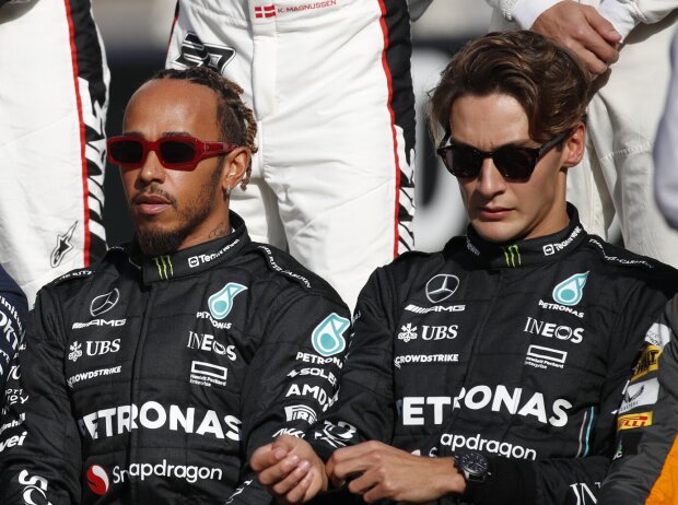 Titel-Bild zur News: Sergio Perez, Max Verstappen, Lewis Hamilton, George Russell