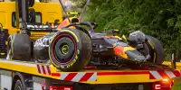 Der Red Bull von Sergio Perez nach einem Unfall