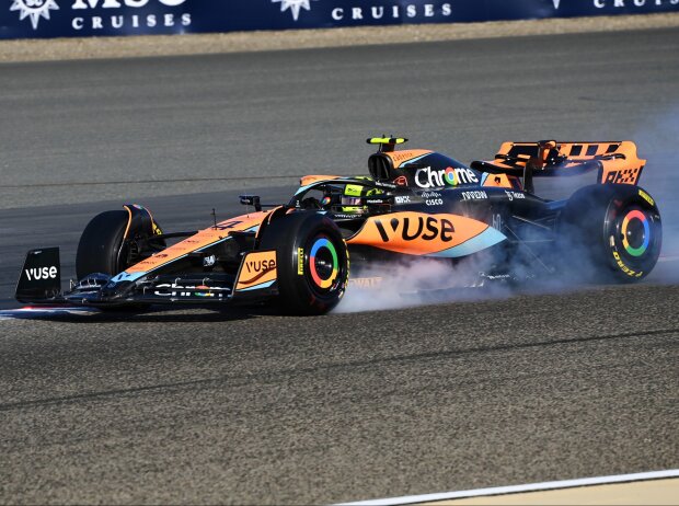 Titel-Bild zur News: Lando Norris verbremst sich im McLaren MCL60 in der Formel-1-Saison 2023