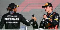 Lewis Hamilton und Max Verstappen auf dem Formel-1-Podium