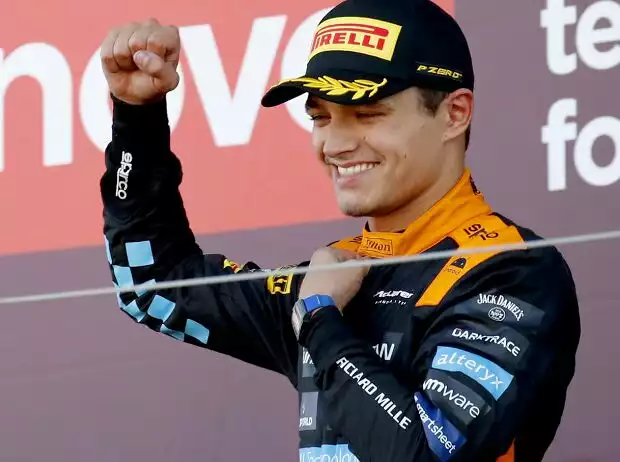 Titel-Bild zur News: McLaren-Fahrer Lando Norris auf dem Podium in der Formel-1-Saison 2023