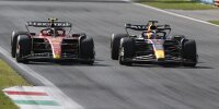 Carlos Sainz im Ferrari und Max Verstappen im Red Bull in Monza 2023